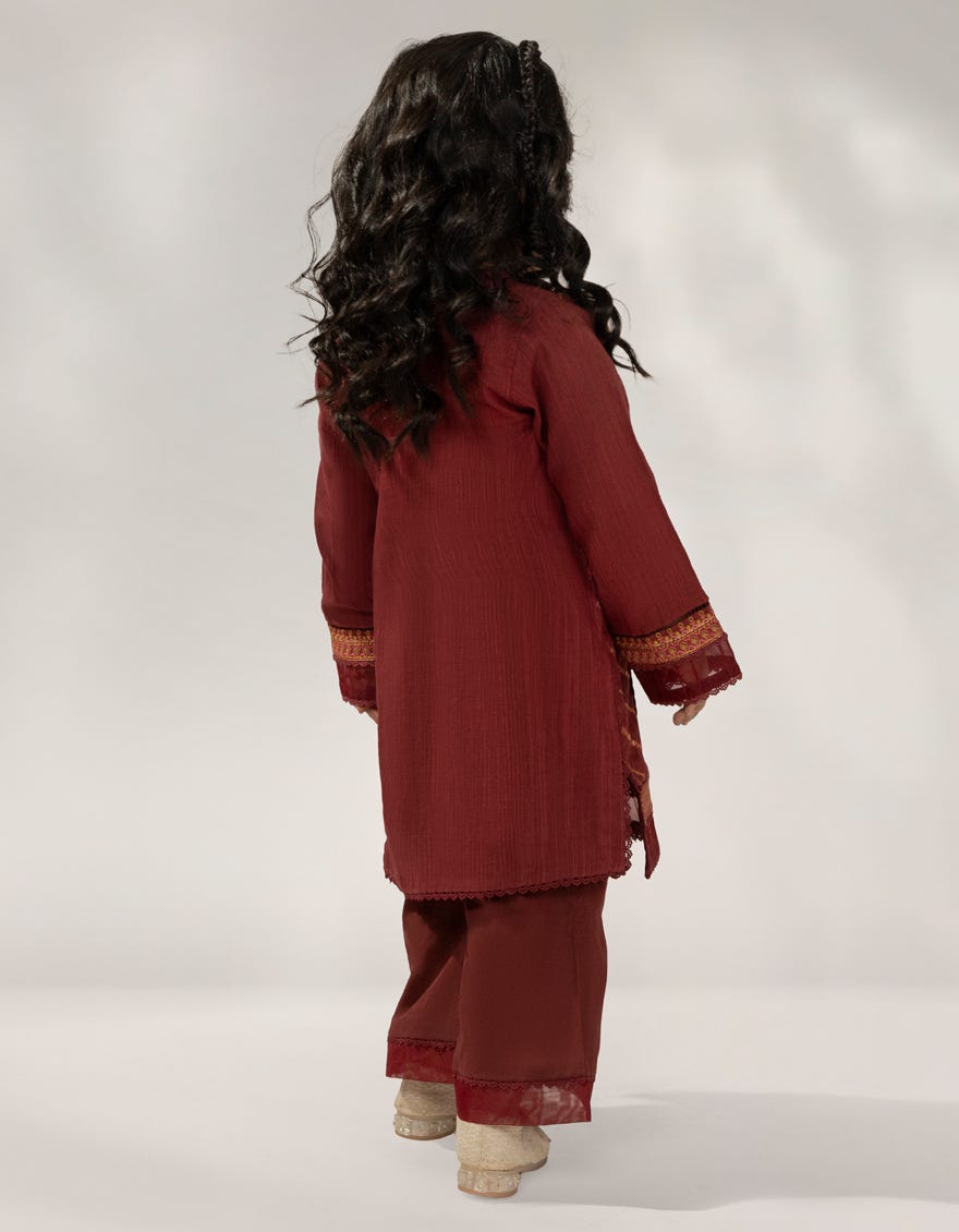 MAROON LIGHT KHADDAR SLUB EMBROIDERED 2PC STITCHED