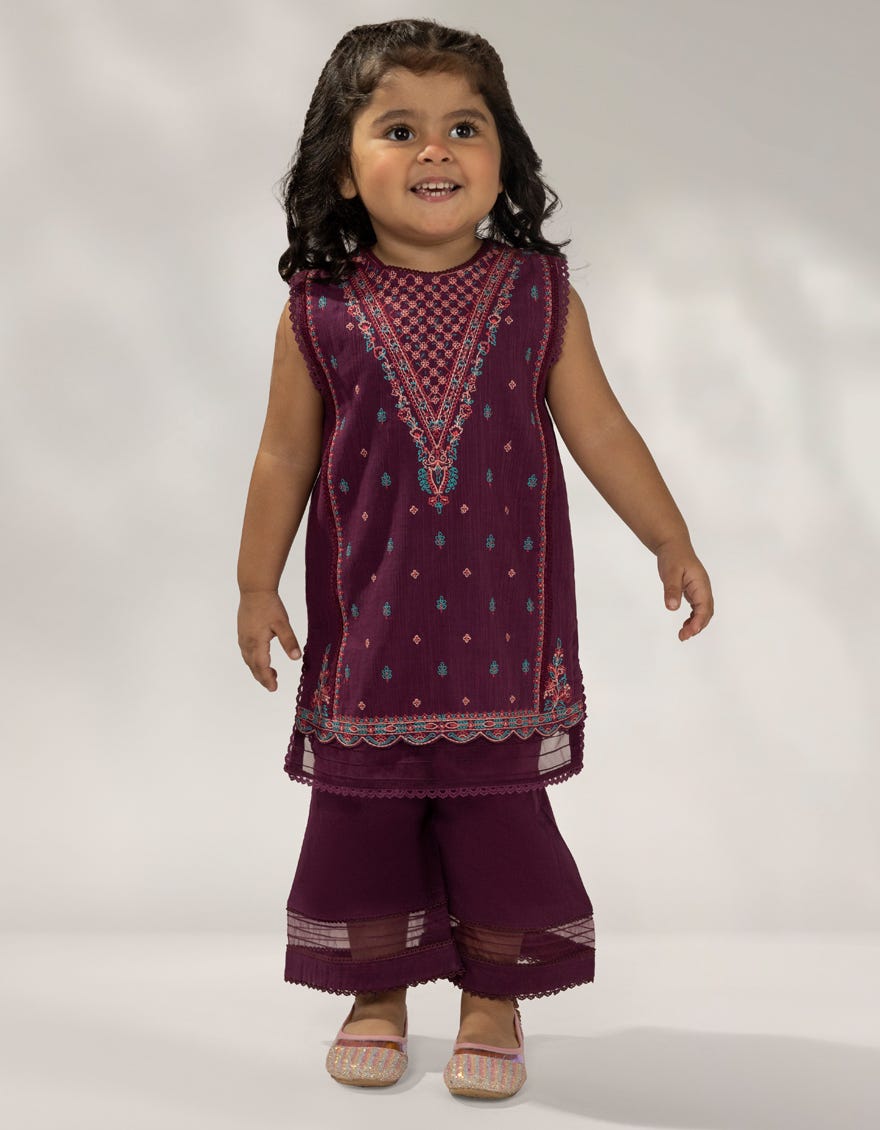 PURPLE KHADDAR SLUB EMBROIDERED 2PC STITCHED