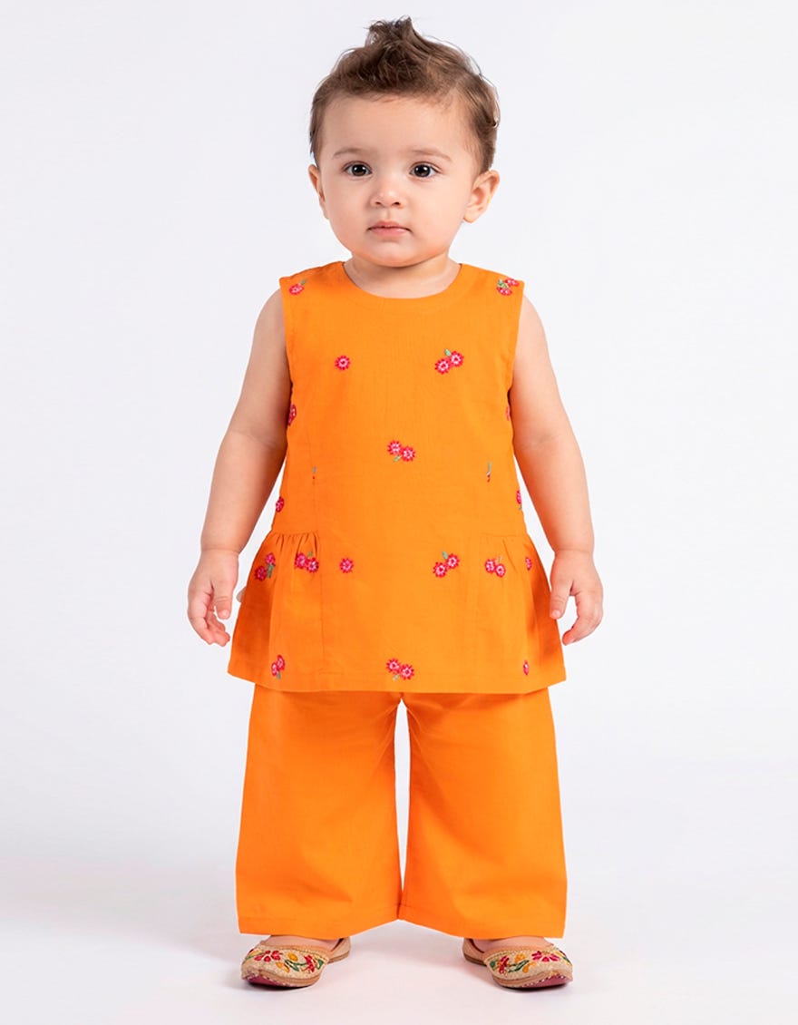ORANGE LAWN EMBROIDERED 2PC STITCHED