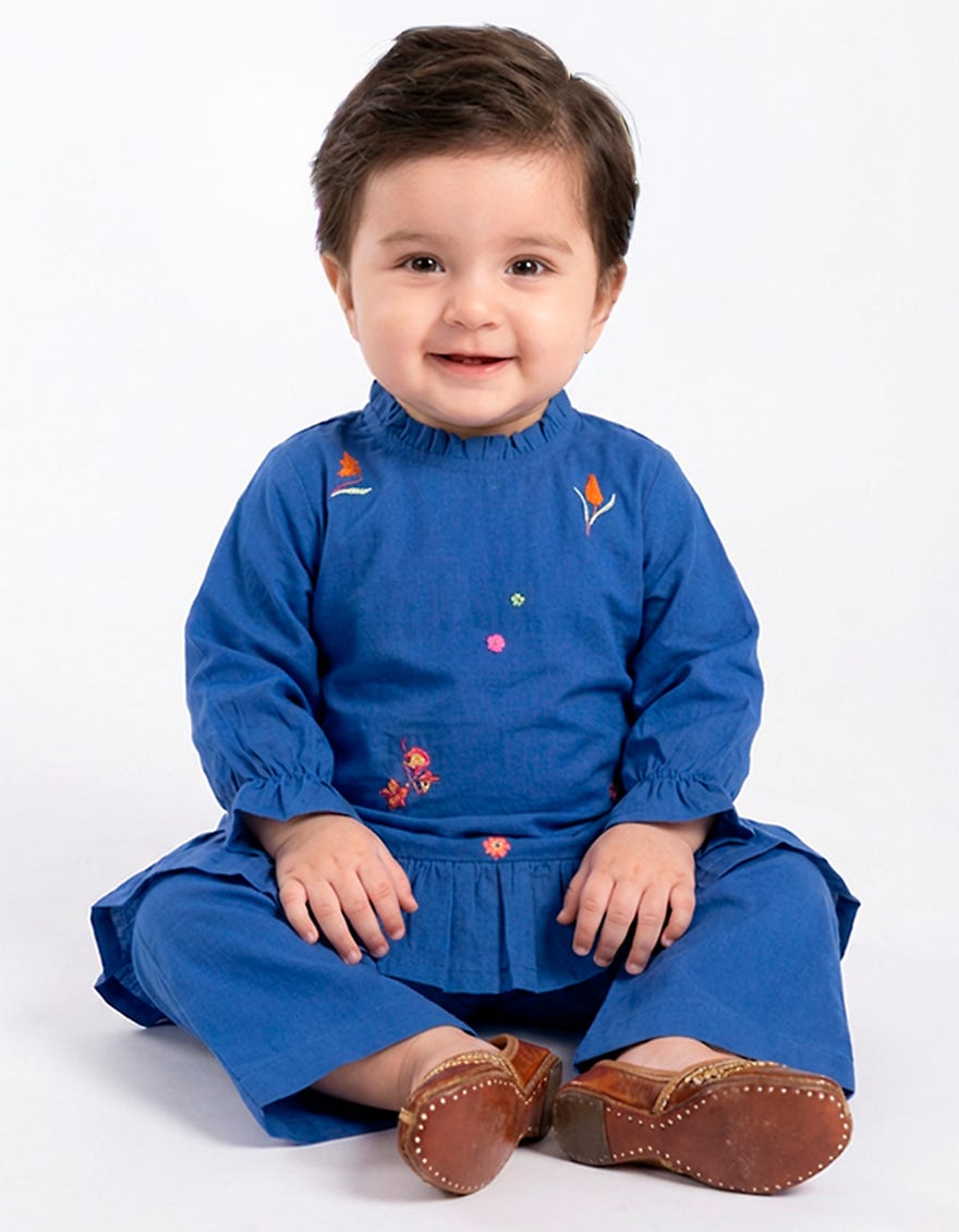 BLUE LAWN EMBROIDERED 2PC STITCHED