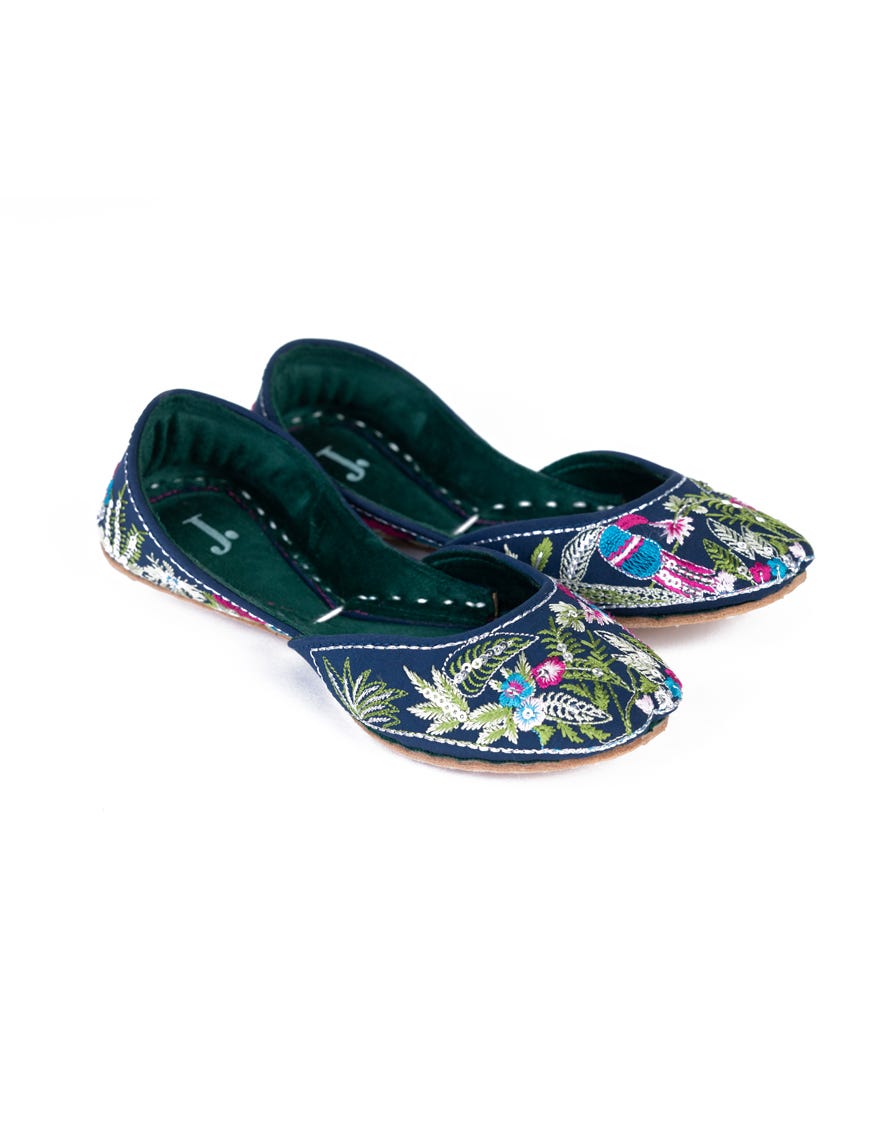 Blue Polyester Khussa | Jj-Glkh-24-003