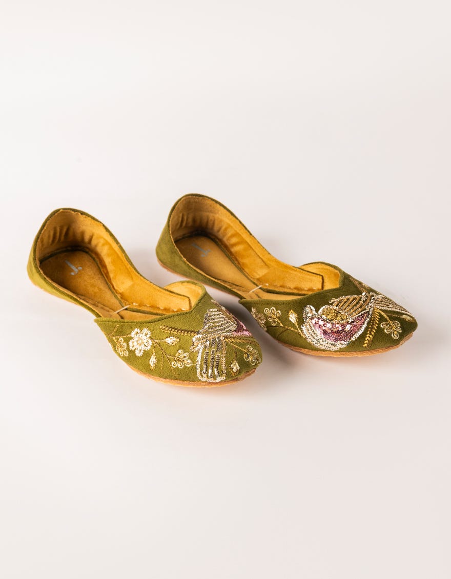 GREEN SUEDE KHUSSA
