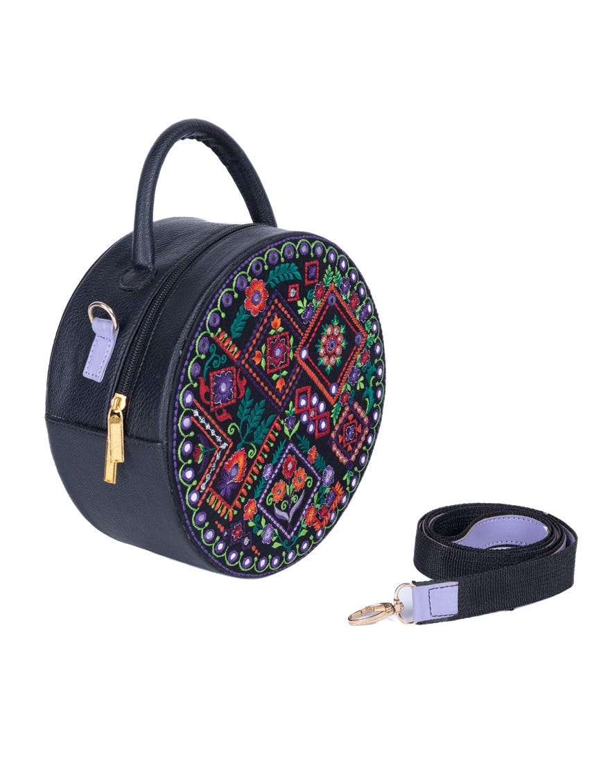 Black Rexine Handbag | Jjbl-24-066