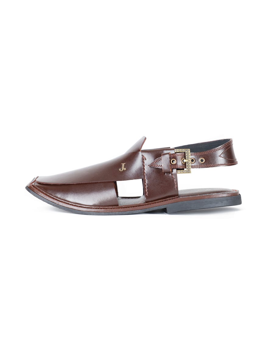 Chocolate Brown Leather Men Peshawari Chappal | Jjfw-Jpc-11355