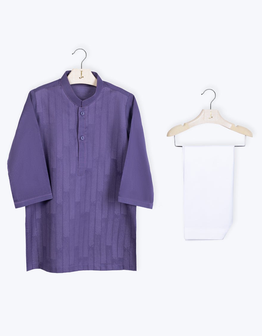 Dark Purple Cotton Infant Kameez Shalwar | Jjiks-S-34600