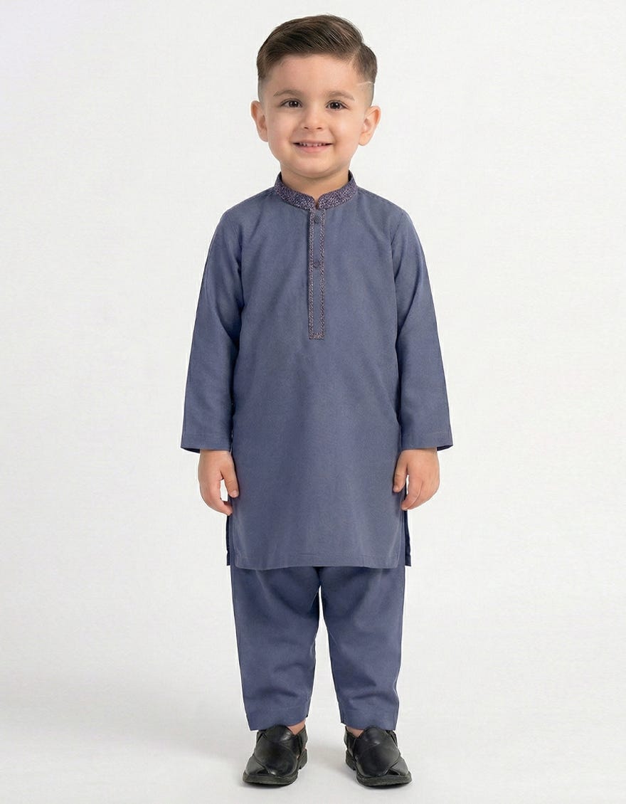 BLUE SEMI-FORMAL KAMEEZ SHALWAR