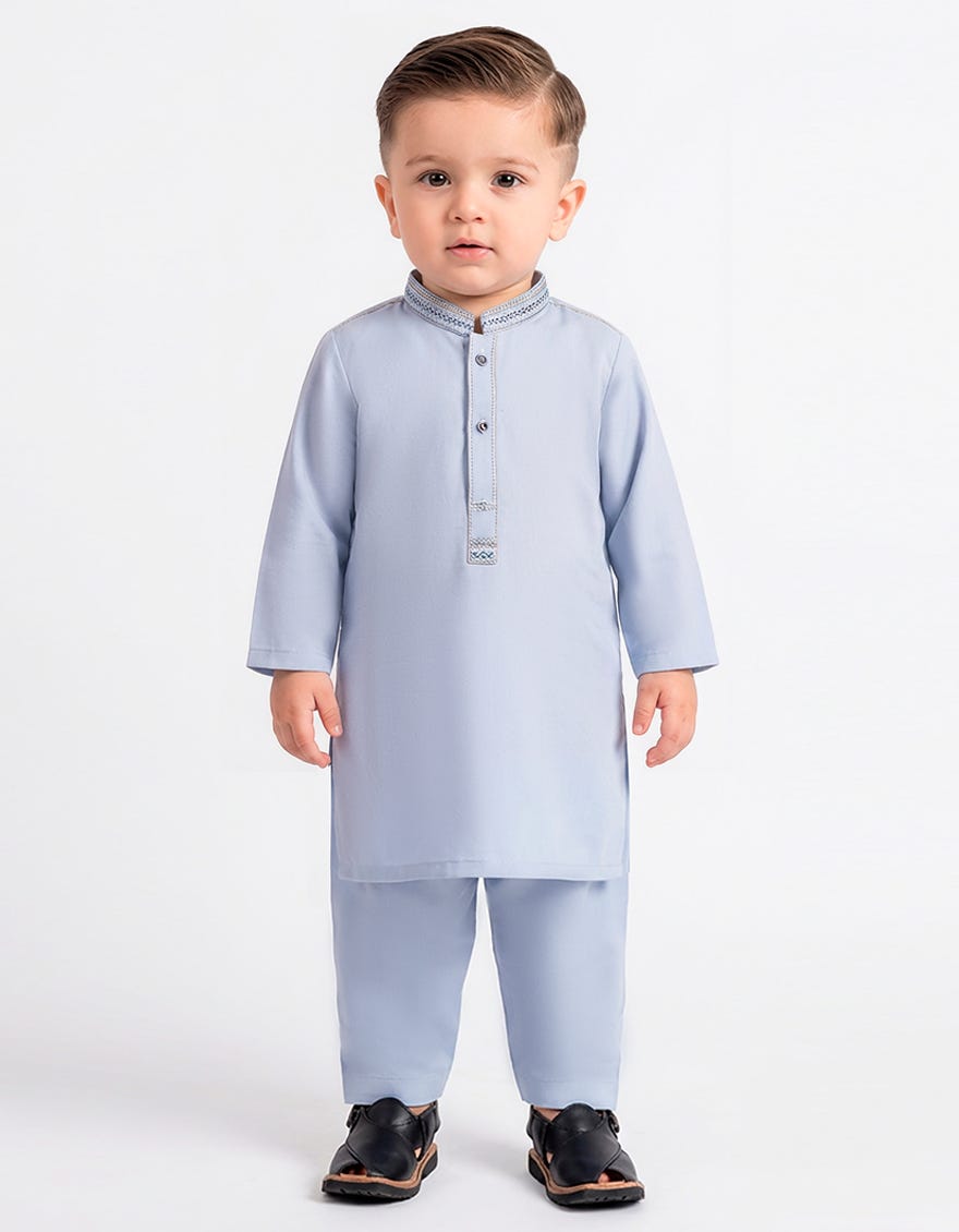 SKY BLUE SEMI-FORMAL KAMEEZ SHALWAR