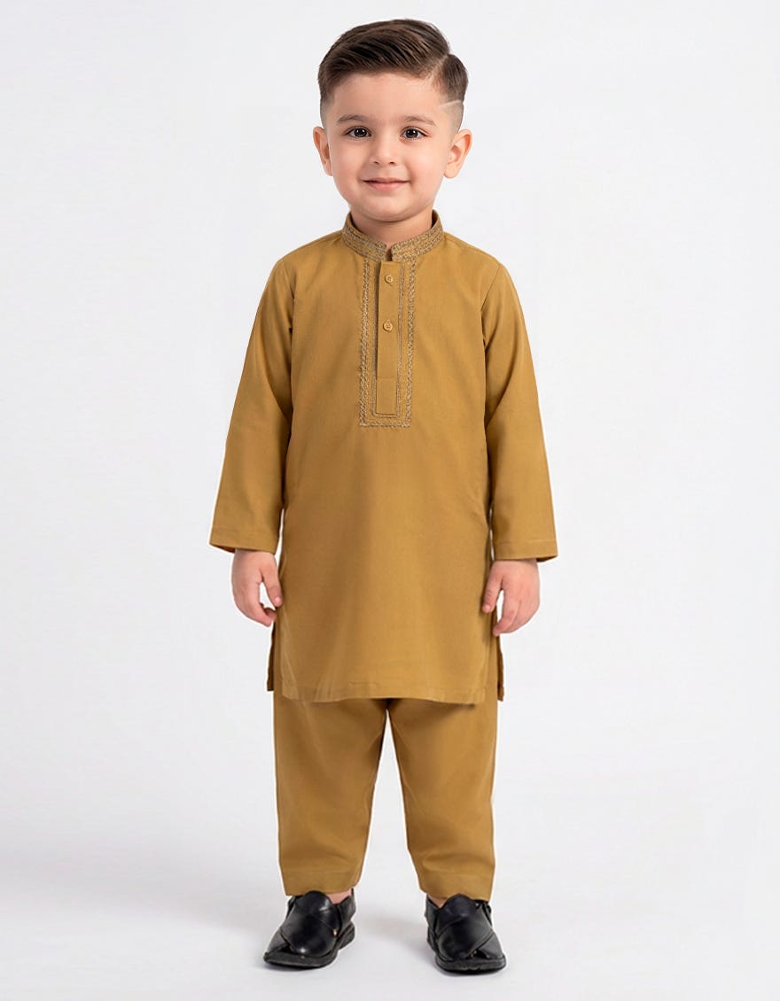 GOLDEN SEMI-FORMAL KAMEEZ SHALWAR