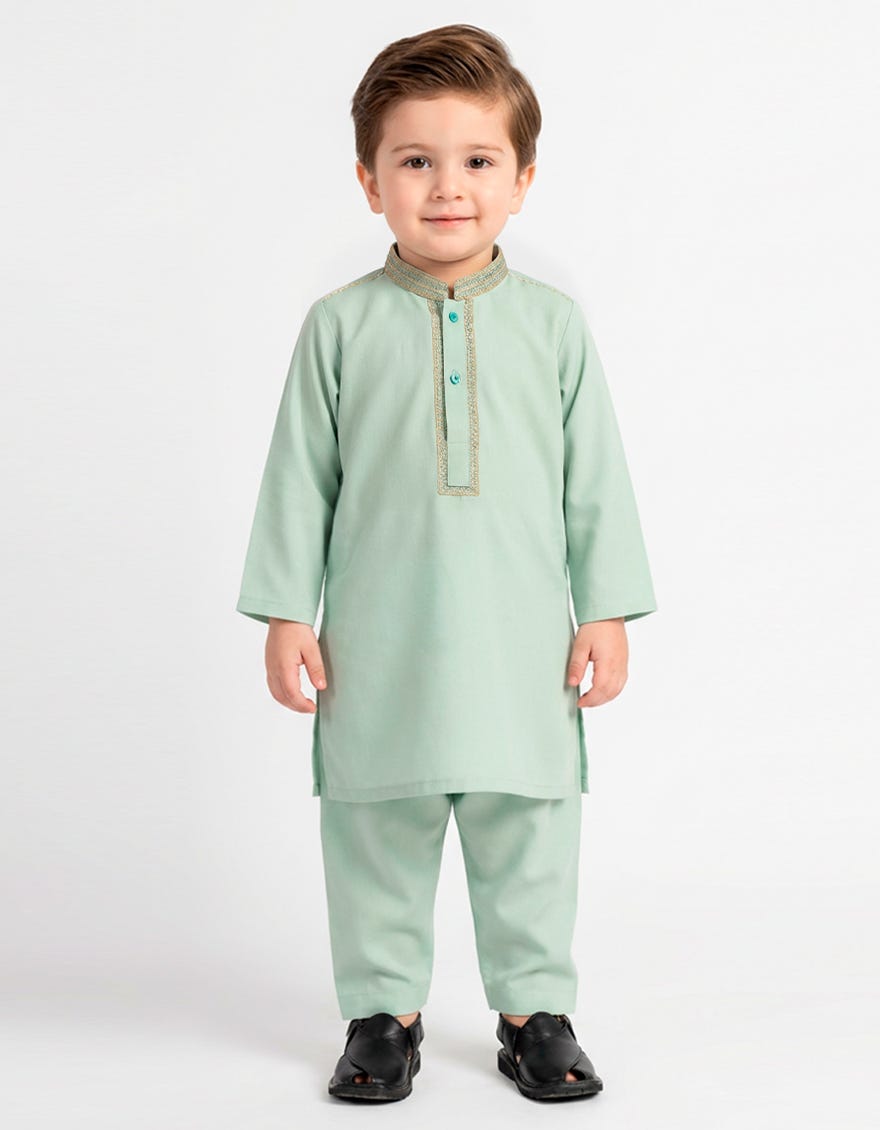 LIGHT GREEN SEMI-FORMAL KAMEEZ SHALWAR