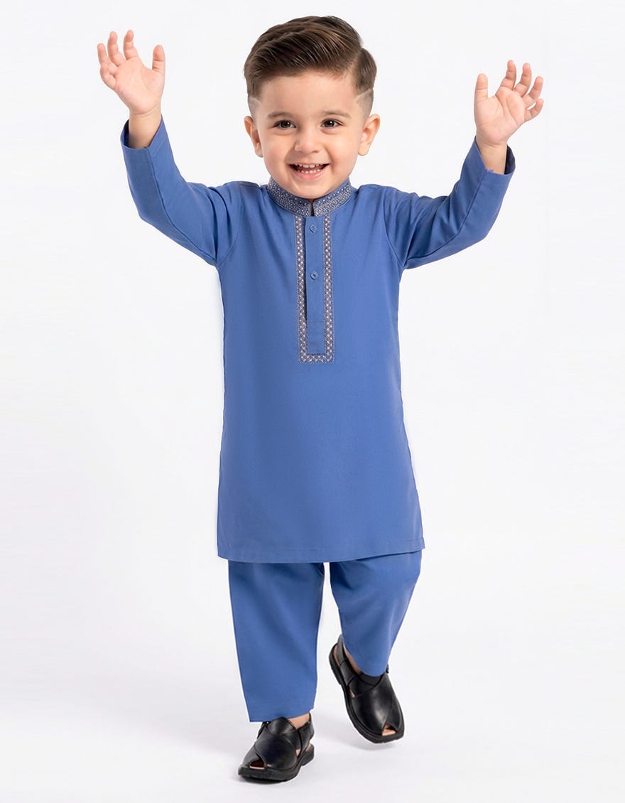 BLUE SEMI-FORMAL KAMEEZ SHALWAR
