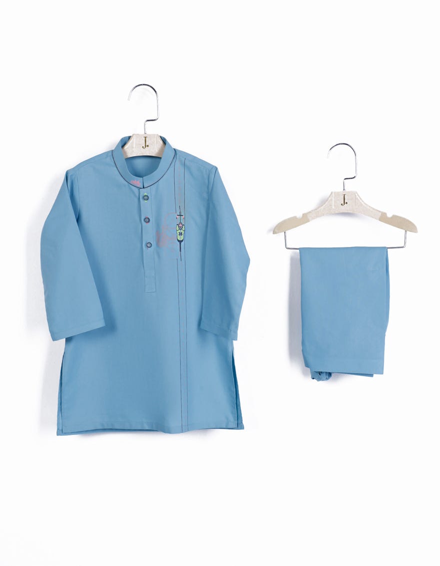 Sky Blue Blended Kameez Shalwar | Jjiks-S-46307