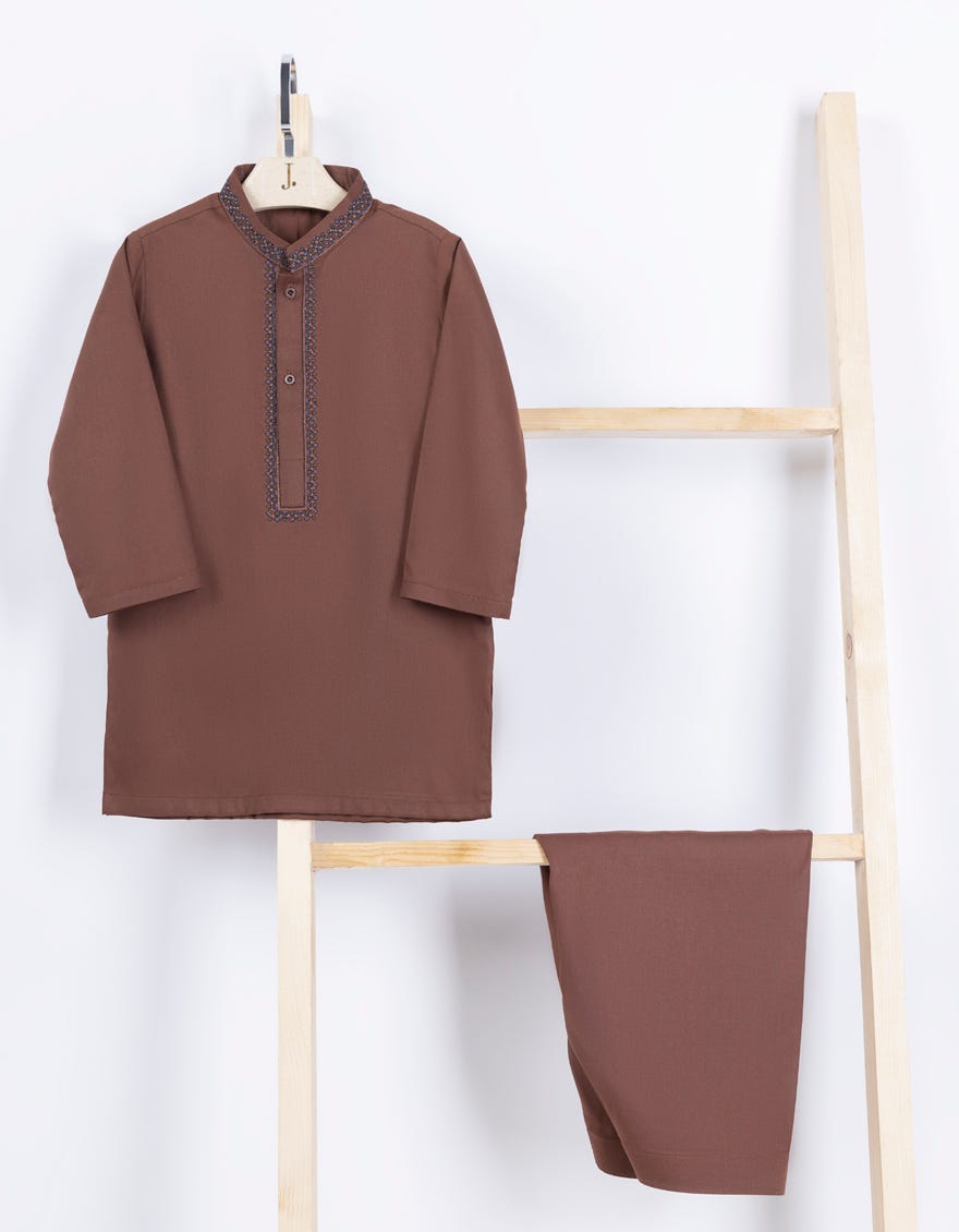 Brown Blended Kameez Shalwar | Jjiks-A-46363