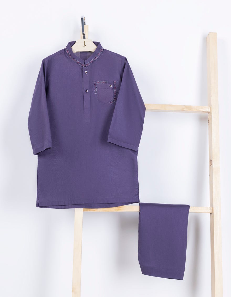 Purple Cotton Kameez Shalwar | Jjiks-A-46376