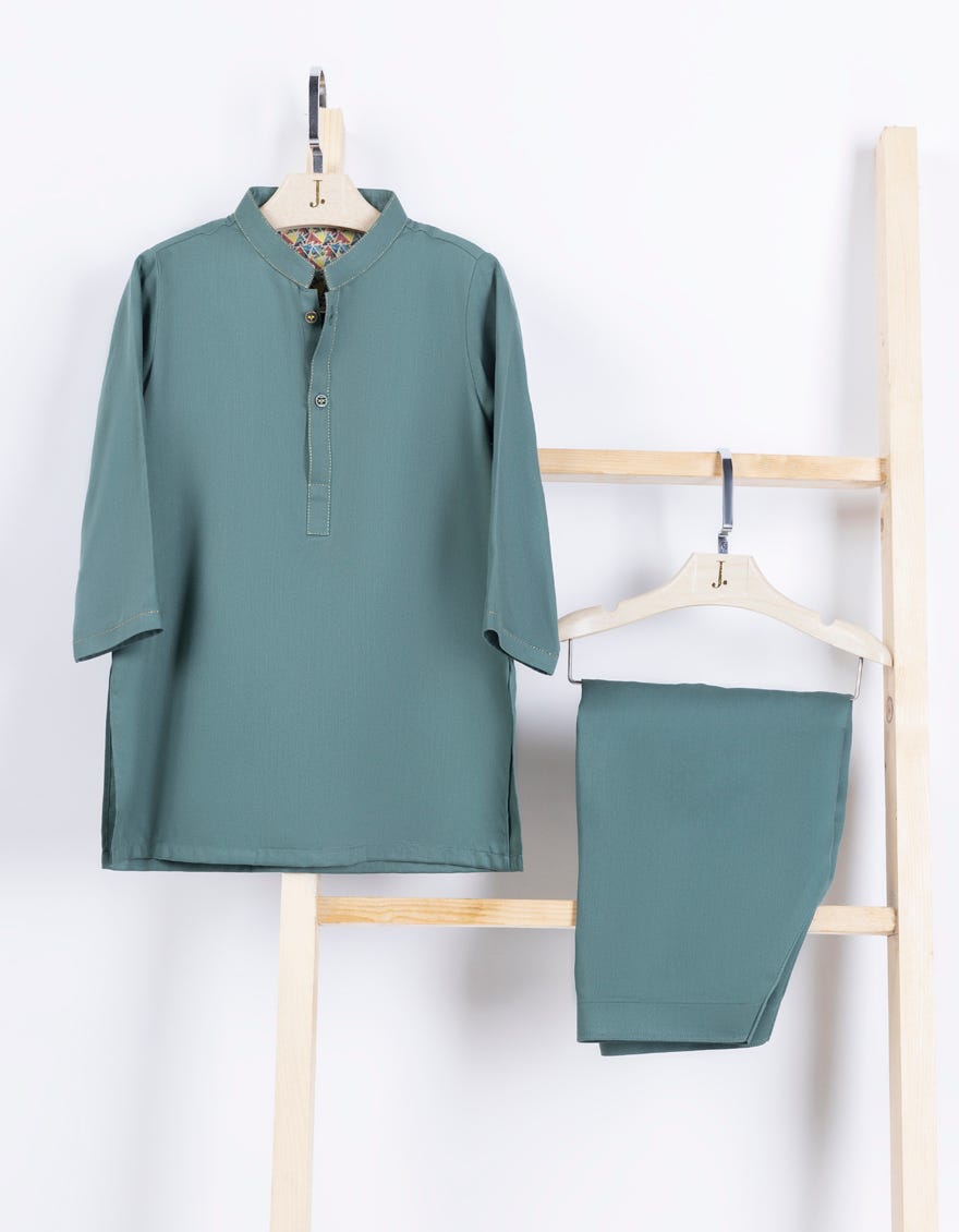 Green Blended Kameez Shalwar | Jjiks-A-46382