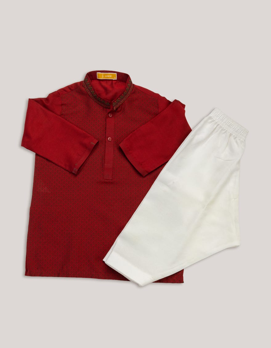 RED BLENDED KAMEEZ SHALWAR