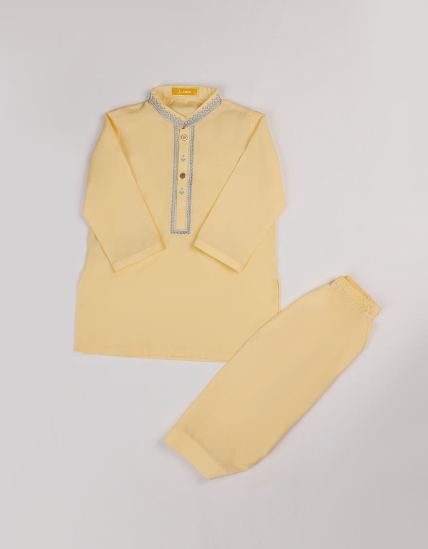 YELLOW BLENDED KAMEEZ SHALWAR
