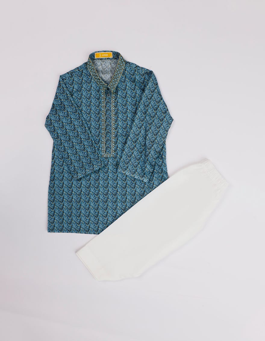 BLUE COTTON PRINTED KAMEEZ SHALWAR