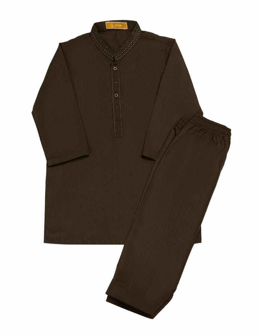 OLIVE GREEN SEMI-FORMAL KAMEEZ SHALWAR