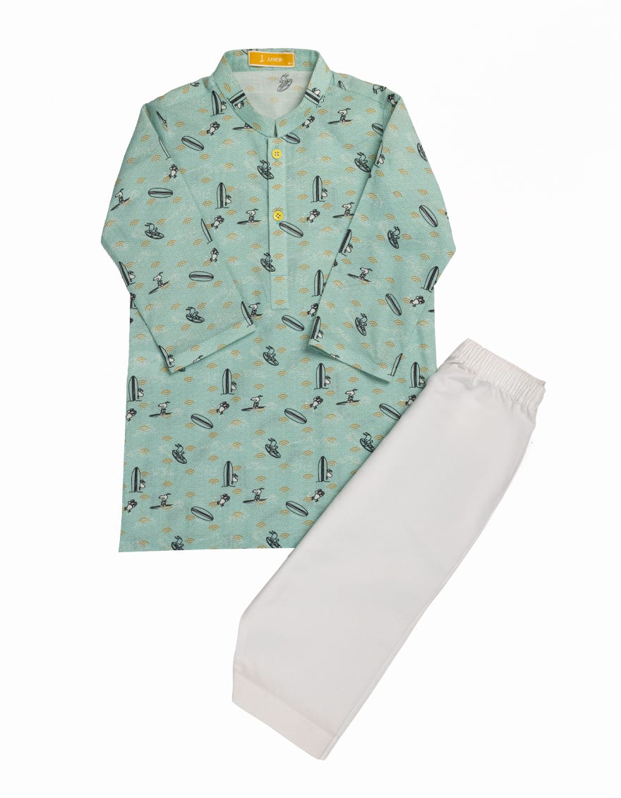 LIGHT GREEN COTTON KAMEEZ SHALWAR