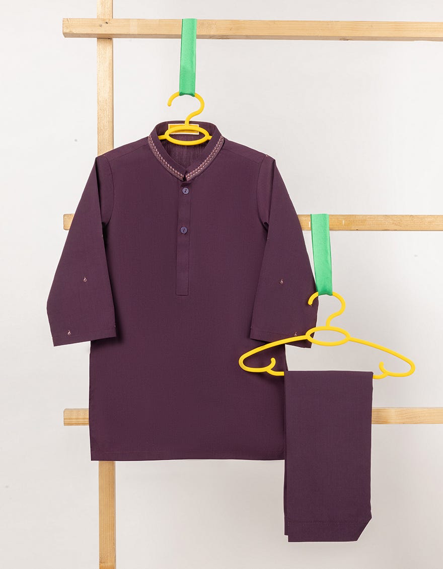 PURPLE BLENDED SEMI-FORMAL KAMEEZ SHALWAR|JJIKSA50116