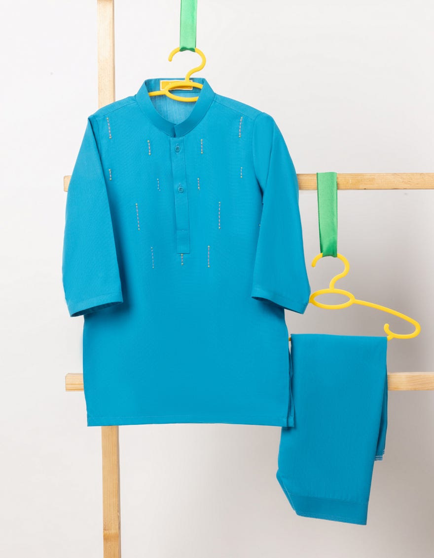 BLUE BLENDED SEMI-FORMAL KAMEEZ SHALWAR