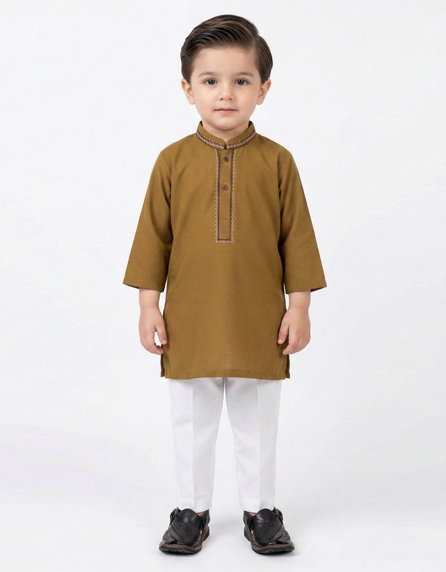 GOLDEN SEMI-FORMAL KAMEEZ SHALWAR