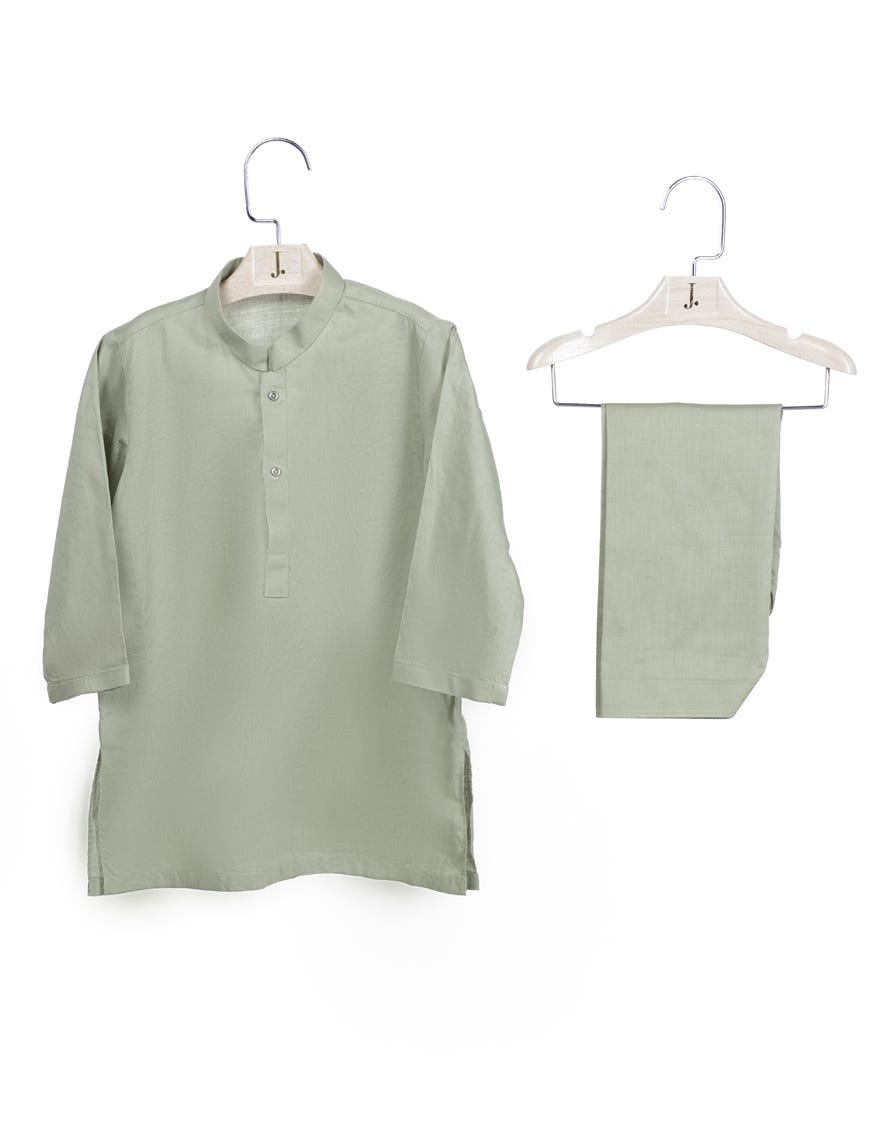 Green Cotton Kameez Shalwar | Jjiks-S-91413