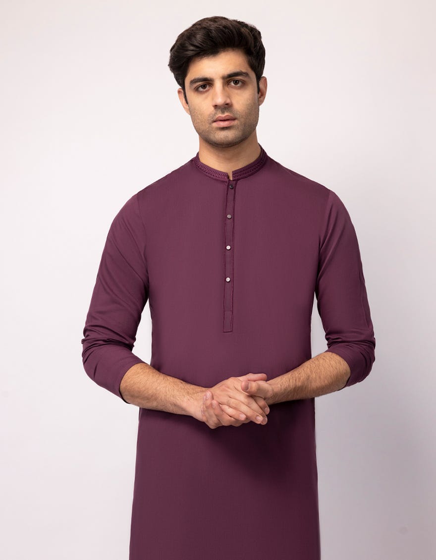PURPLE BLENDED SEMI-FORMAL KURTA