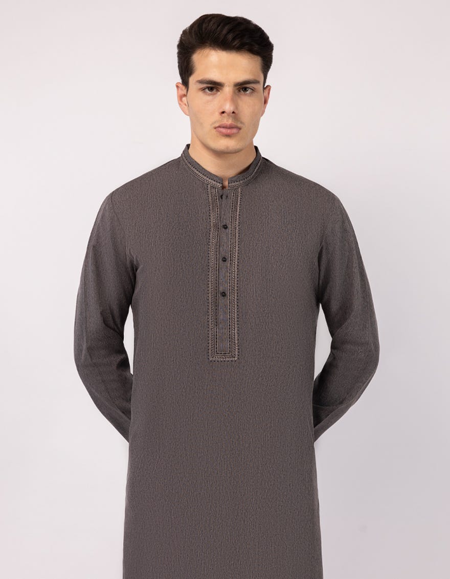 CHARCOAL GREY SEMI-FORMAL KURTA