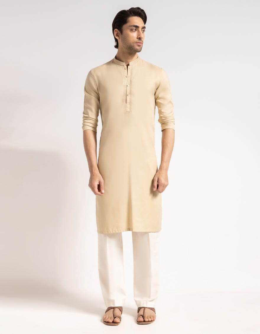 BEIGE SEMI-FORMAL KURTA