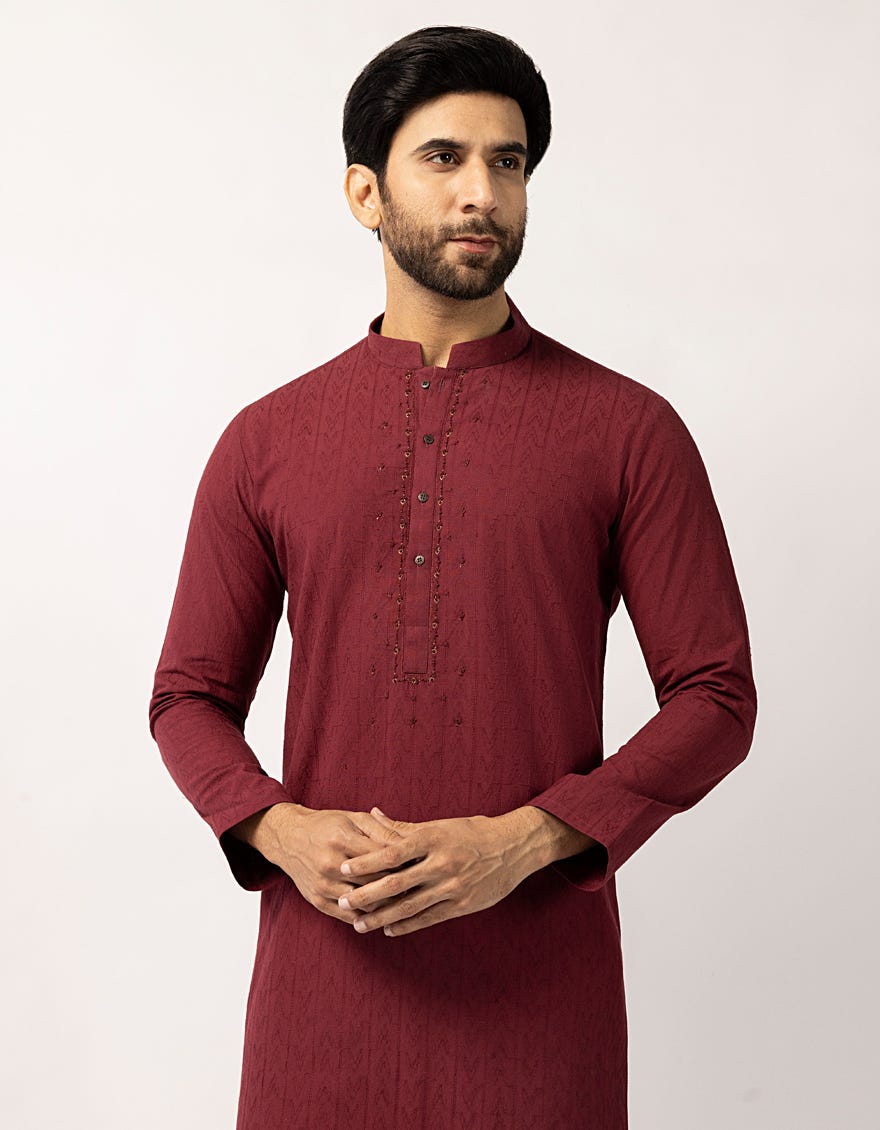 MAROON COTTON FORMAL KURTA