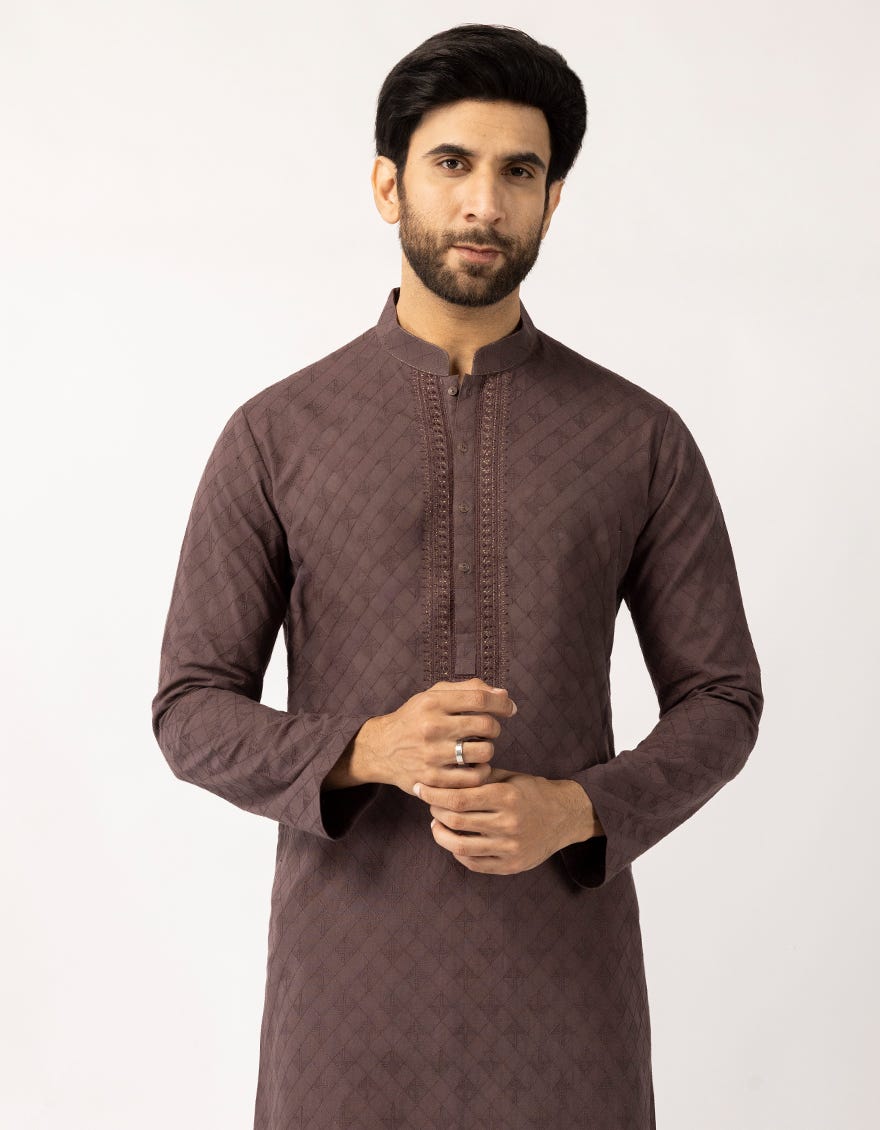 CHOCOLATE BROWN COTTON FORMAL KURTA