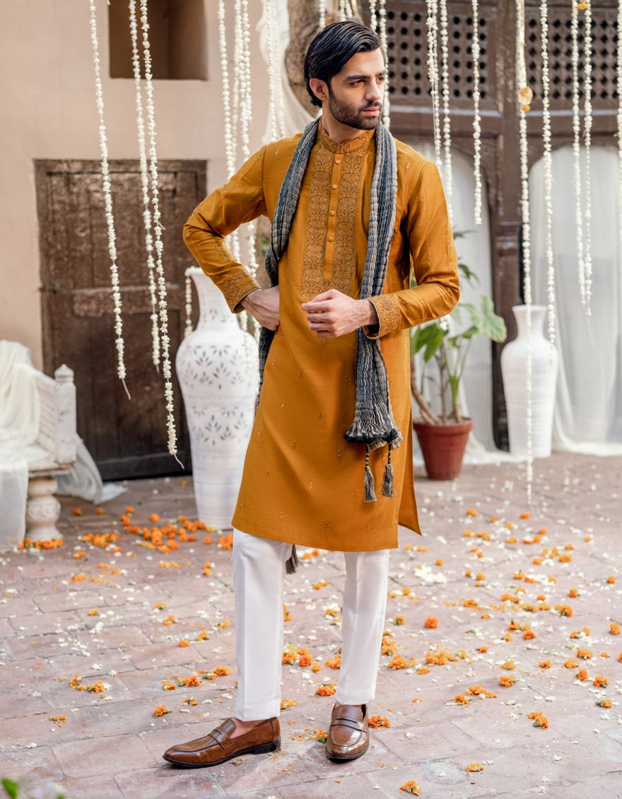 RUST BLENDED SPECIAL KURTA | JJK-SP-48172