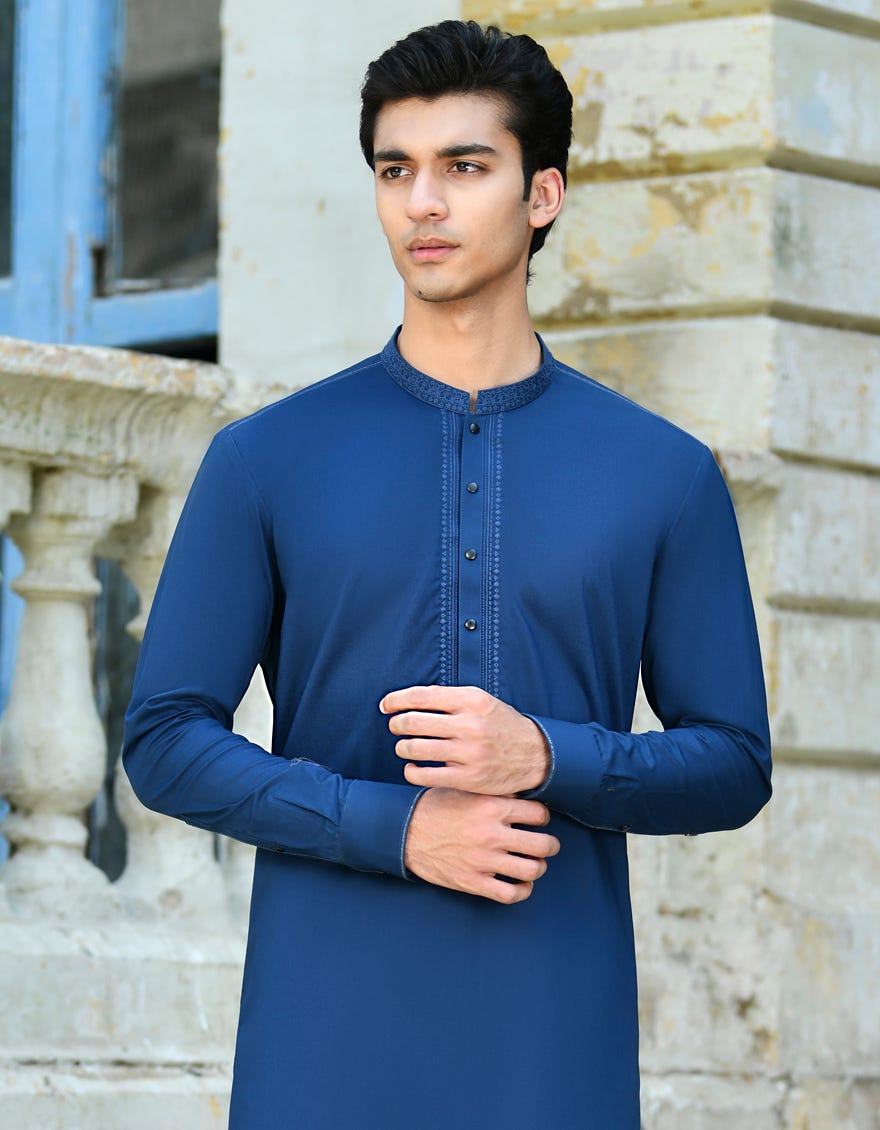 Royal Blue Cotton Men's Kurta Pajama | Jjkp-S-32947