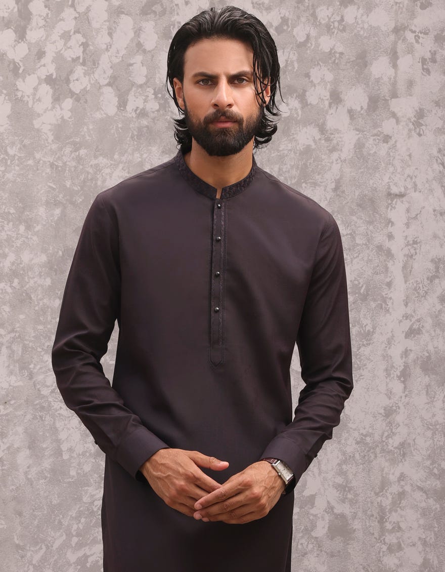 Chocolate Brown Blended Men's Kurta Pajama | Jjkp-A-32949