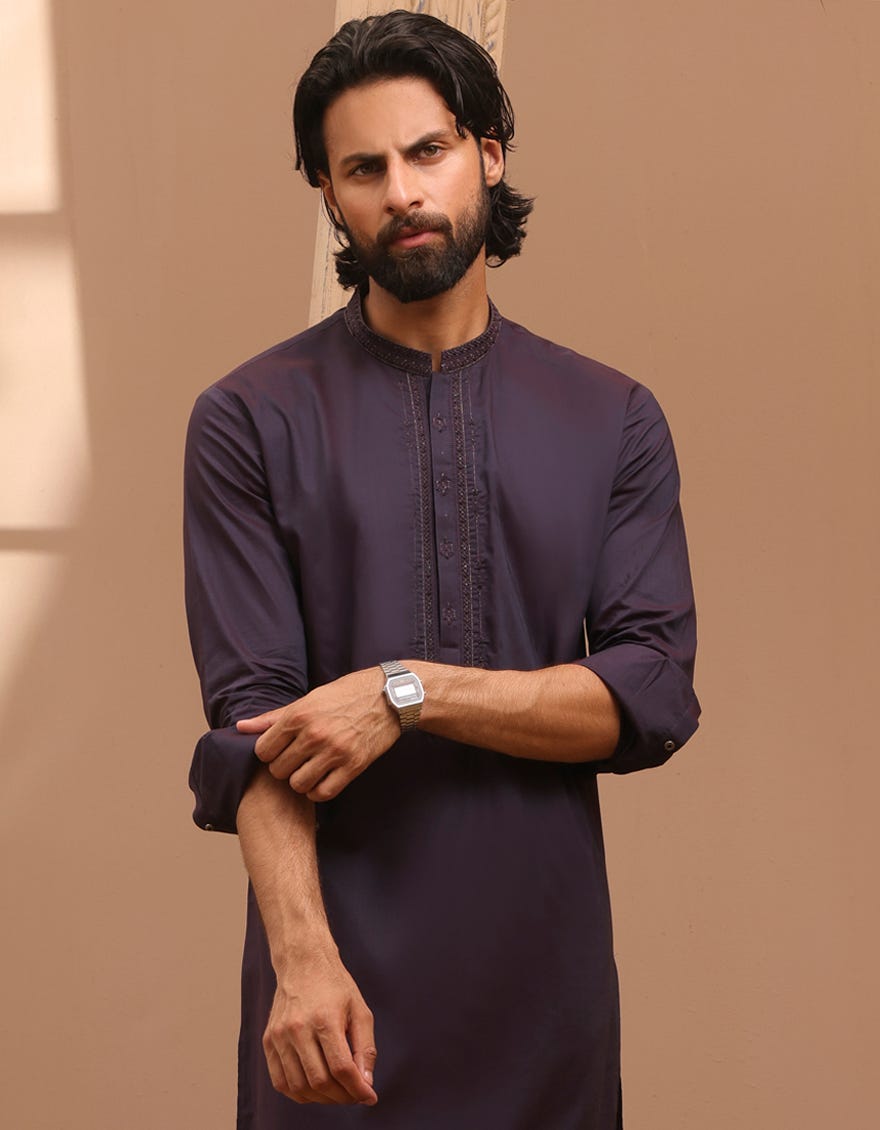Deep Purple Cotton Men's Kurta Pajama | Jjkp-S-32956