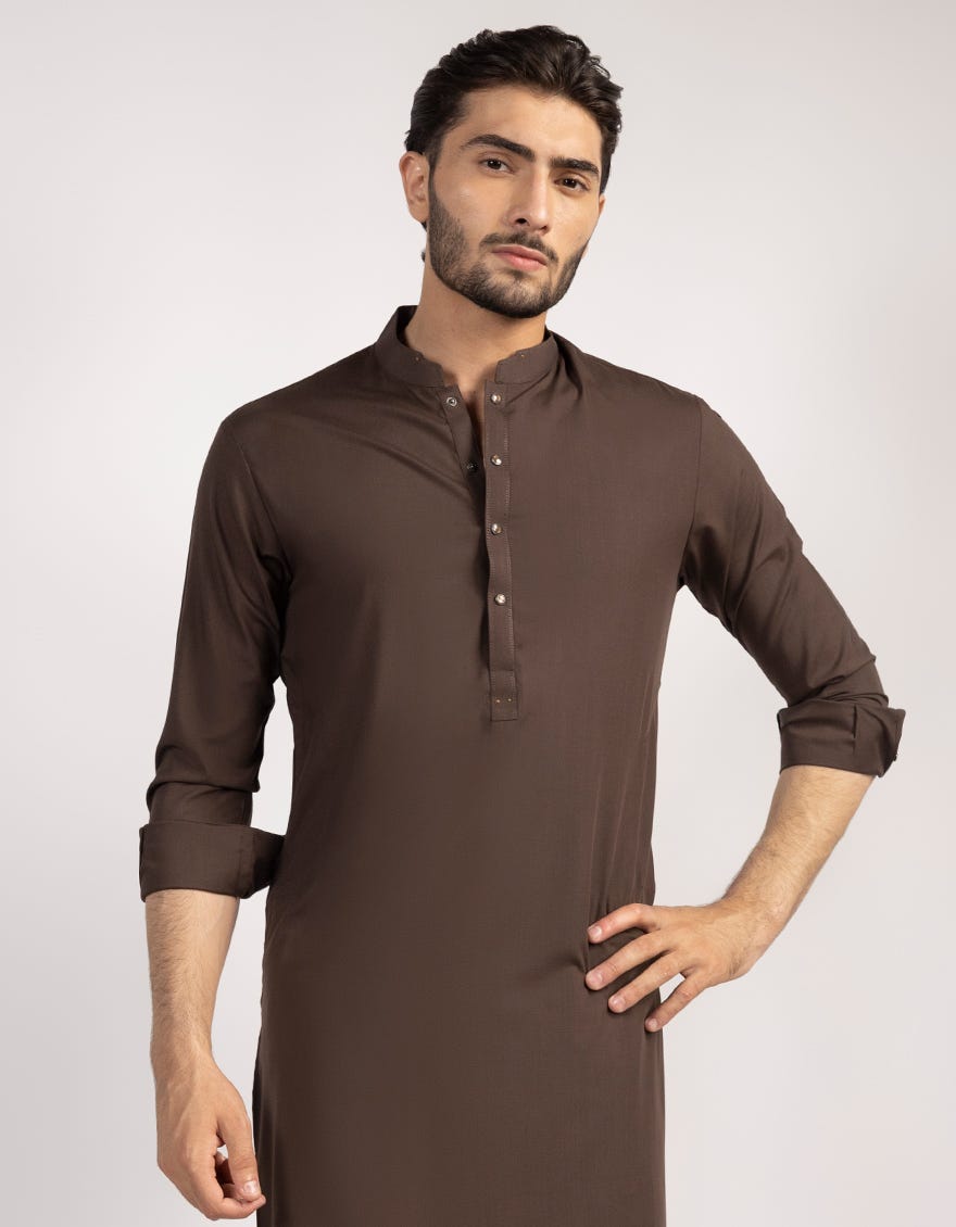BROWN BLENDED KURTA TROUSERS