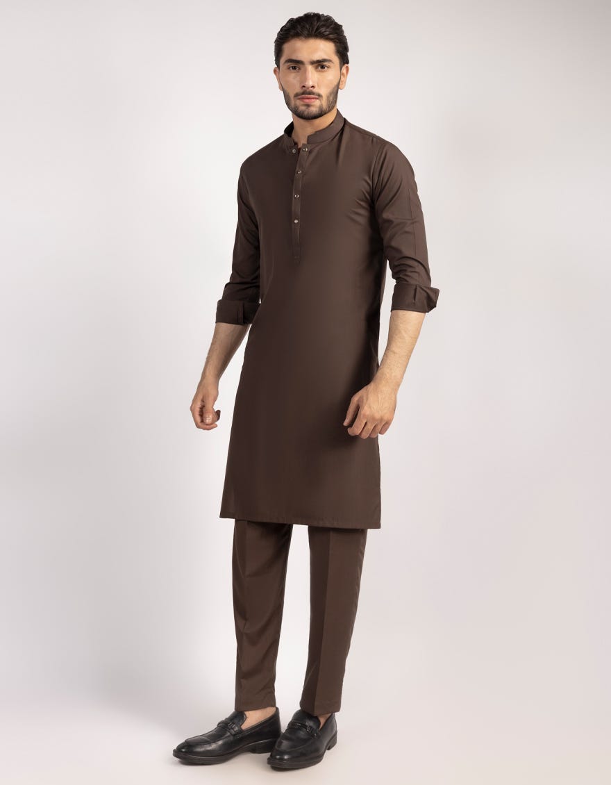 BROWN BLENDED KURTA TROUSERS