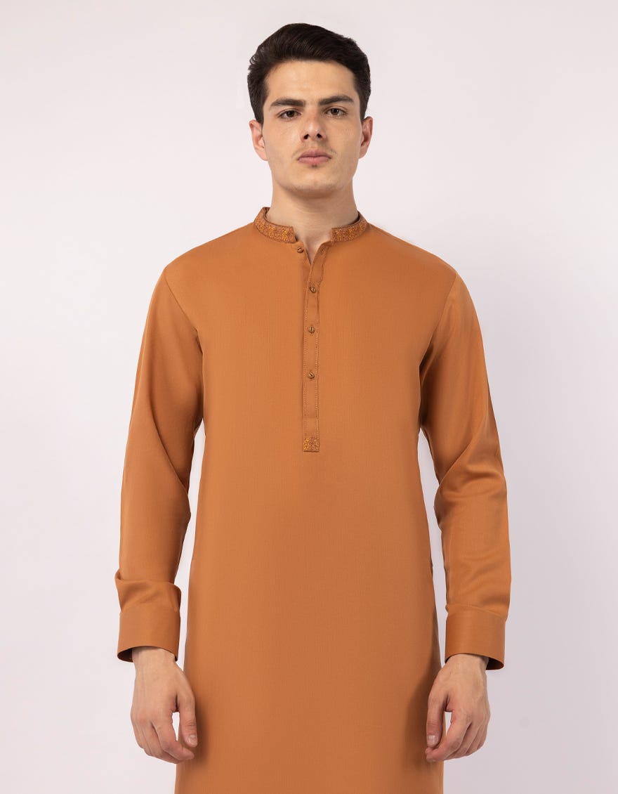 ORANGE SEMI-FORMAL KURTA TROUSERS