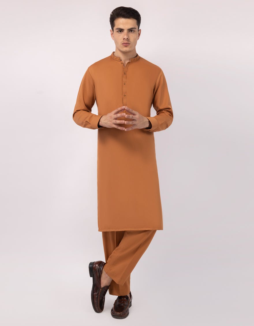 ORANGE SEMI-FORMAL KURTA TROUSERS