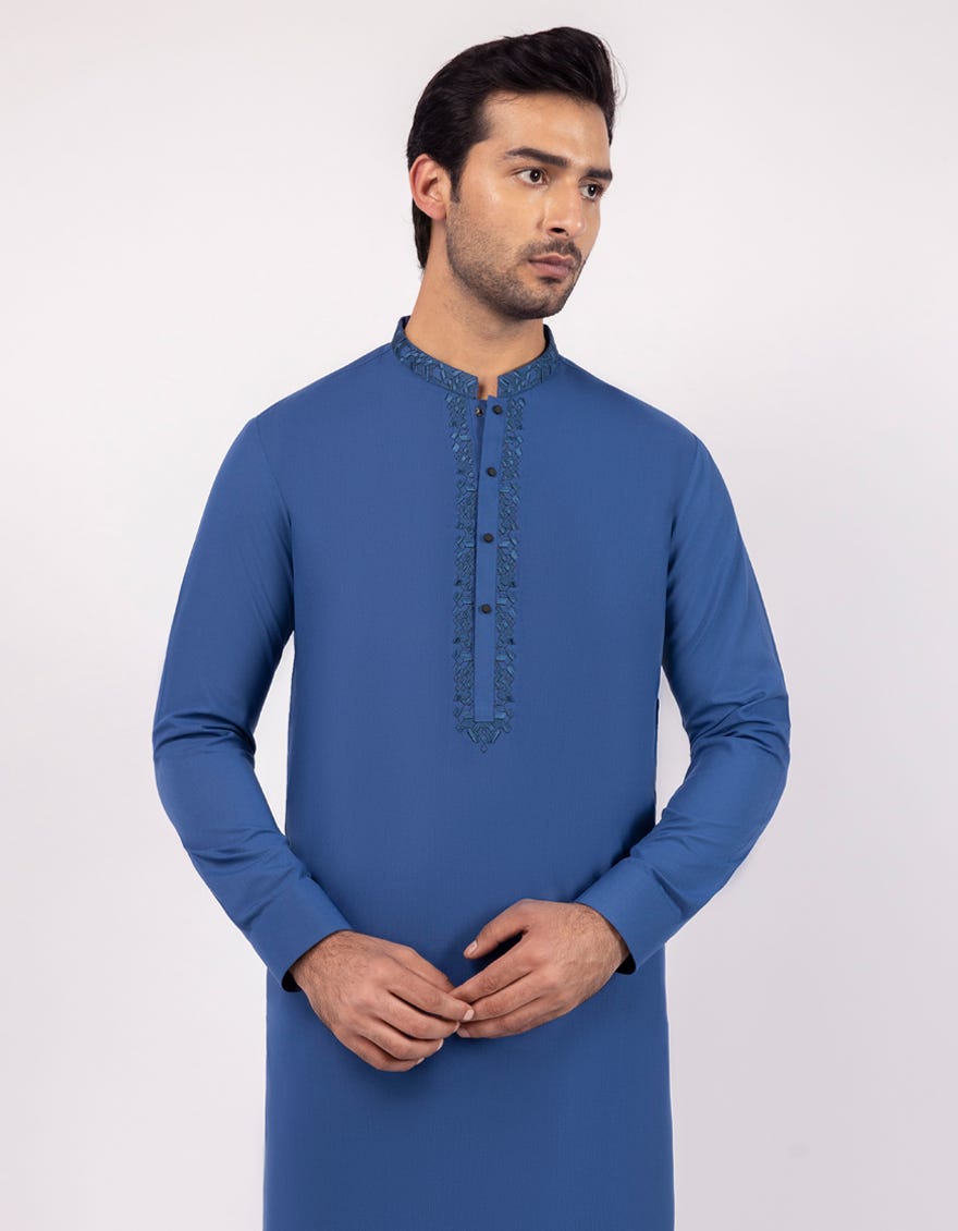 BLUE SEMI-FORMAL KURTA TROUSERS