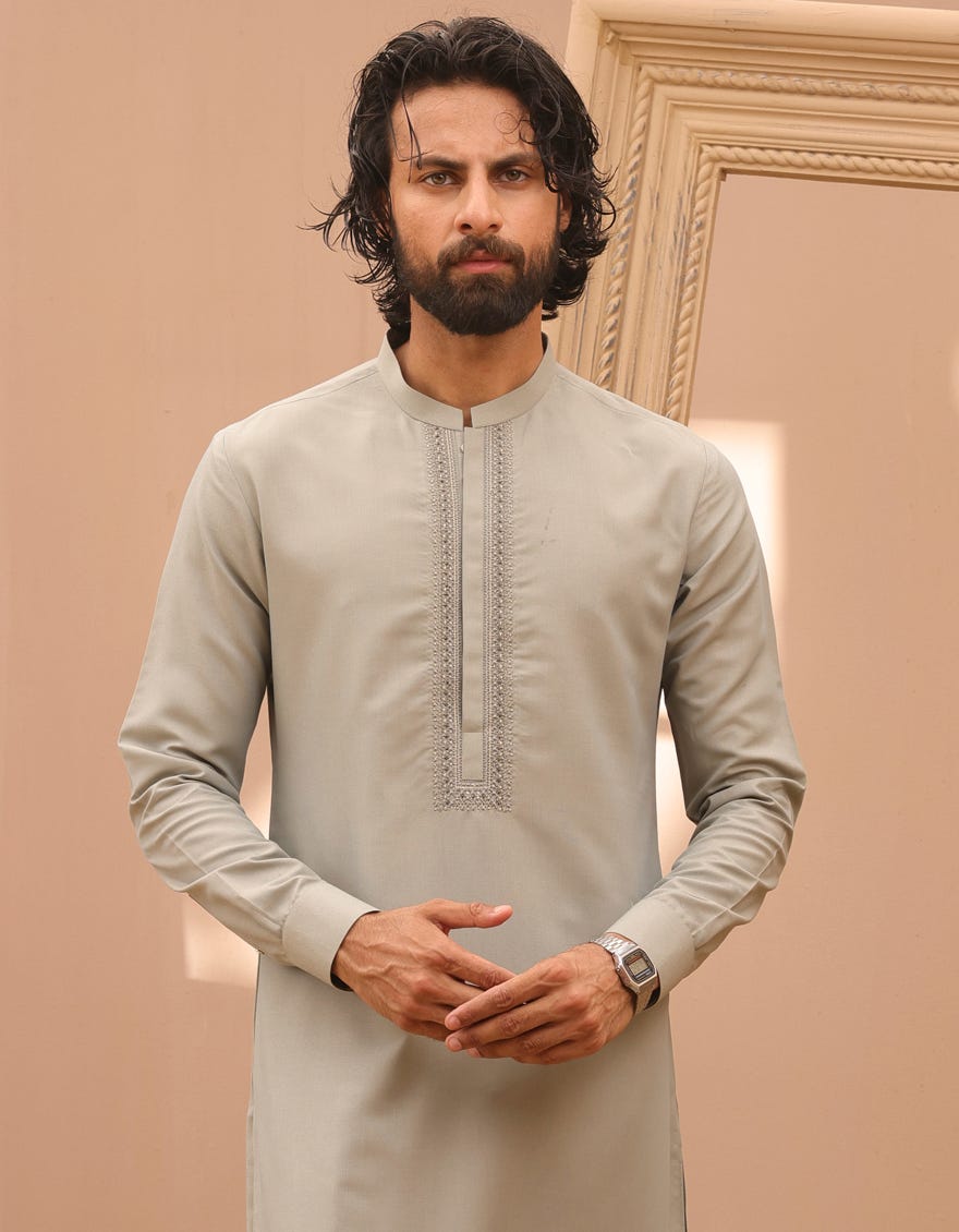 Sage Green Blended Men's Kurta Pajama | Jjkp-S-37884