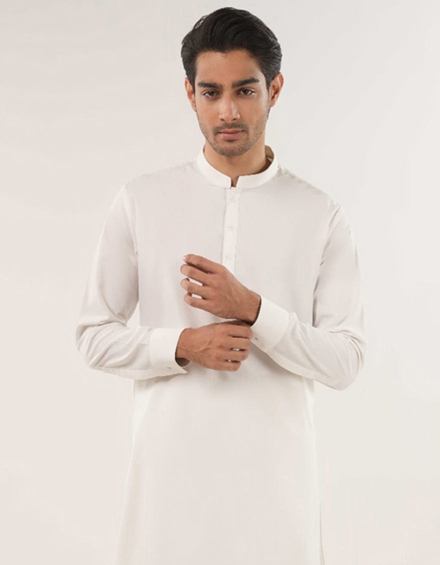 WHITE PLAIN KURTA TROUSER
