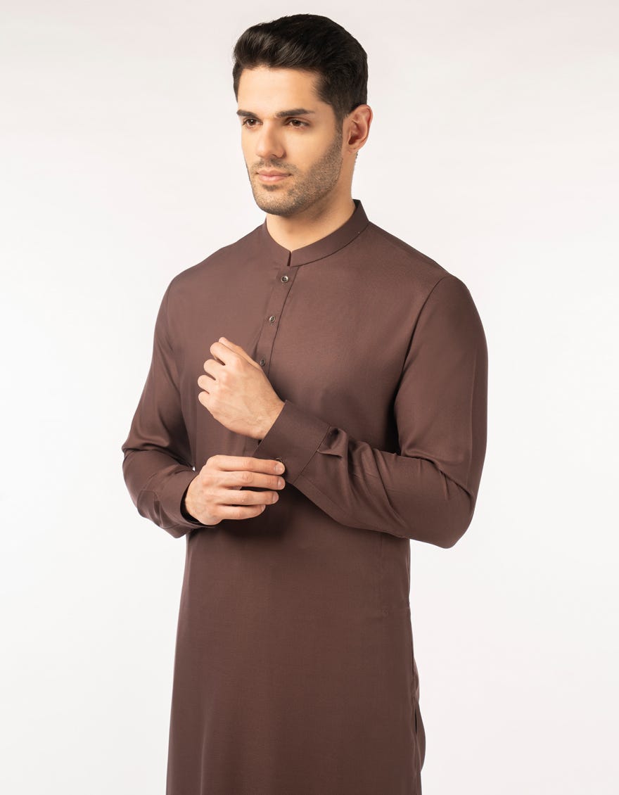 BROWN PLAIN KURTA TROUSERS