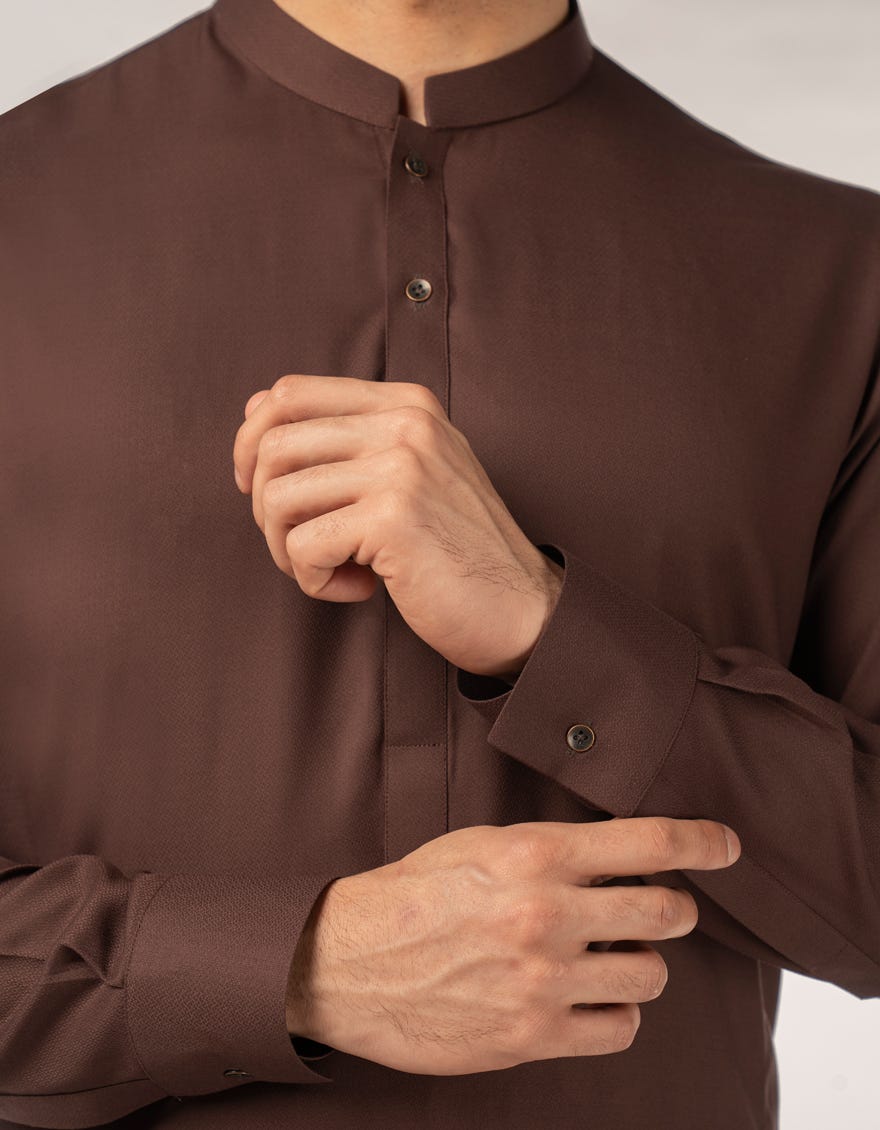 BROWN PLAIN KURTA TROUSERS