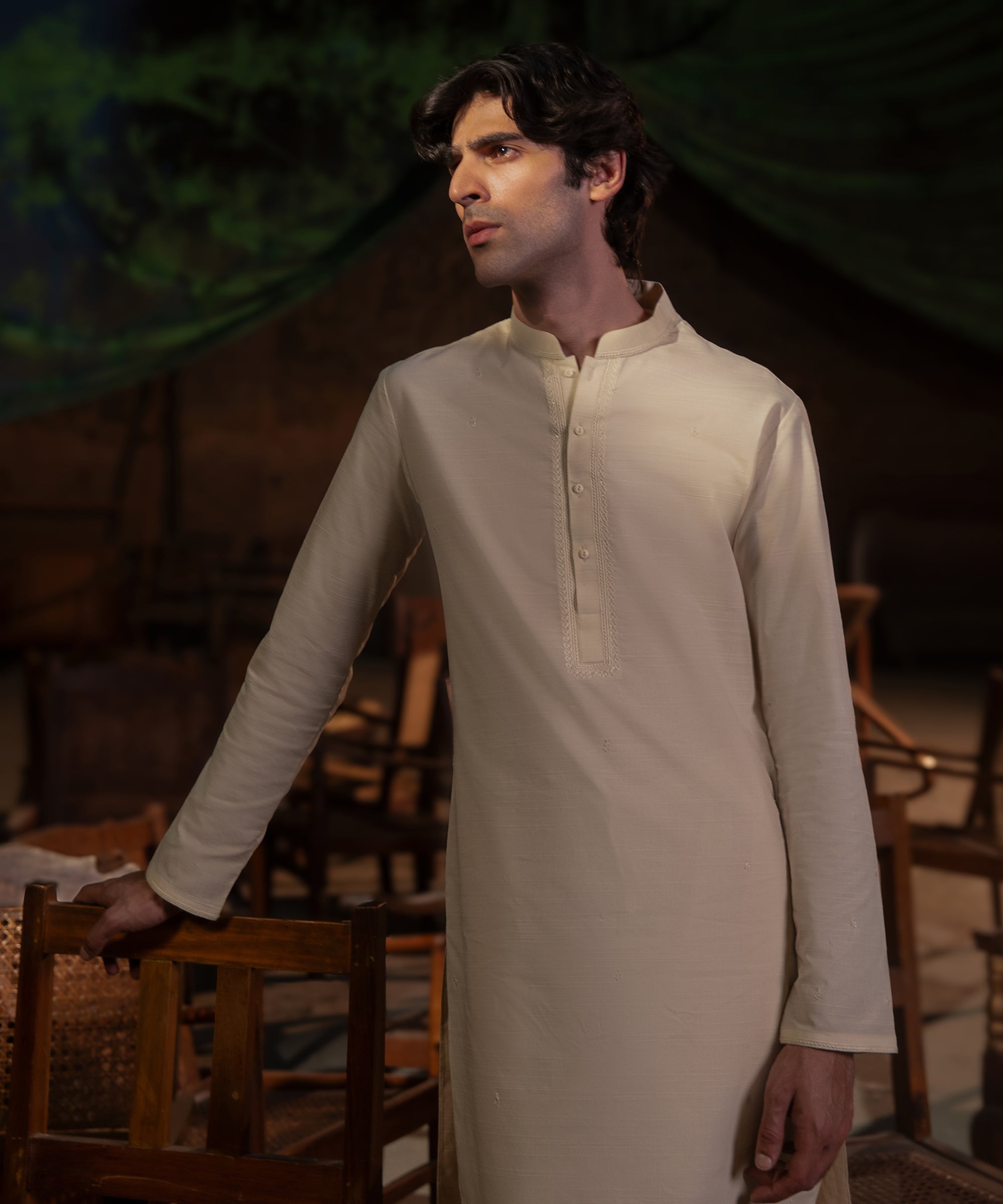 CREAM COTTON FORMAL KURTA TROUSERS