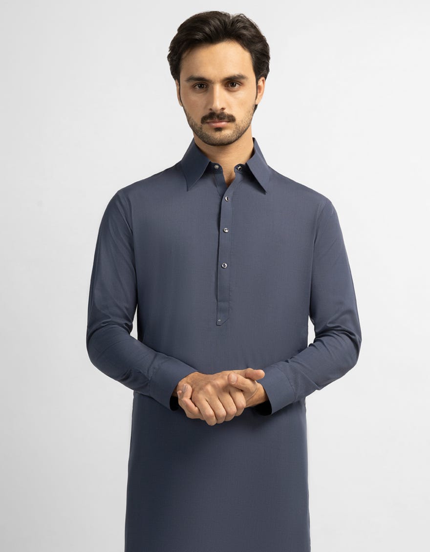 DARK GREY BLENDED CASUAL KAMEEZ SHALWAR