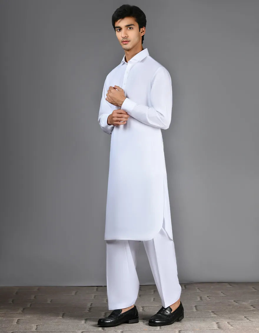 WHITE PLAIN KAMEEZ SHALWAR