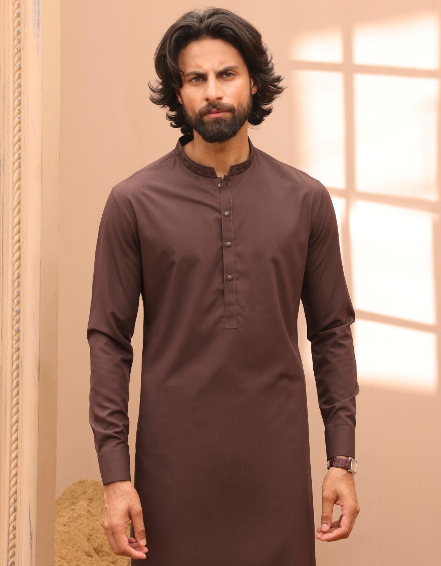 BROWN BLENDED KAMEEZ SHALWAR | JJKS-A-32958