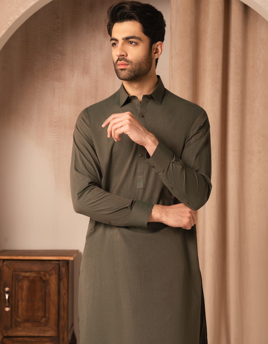 GREEN COTTON CASUAL KAMEEZ SHALWAR